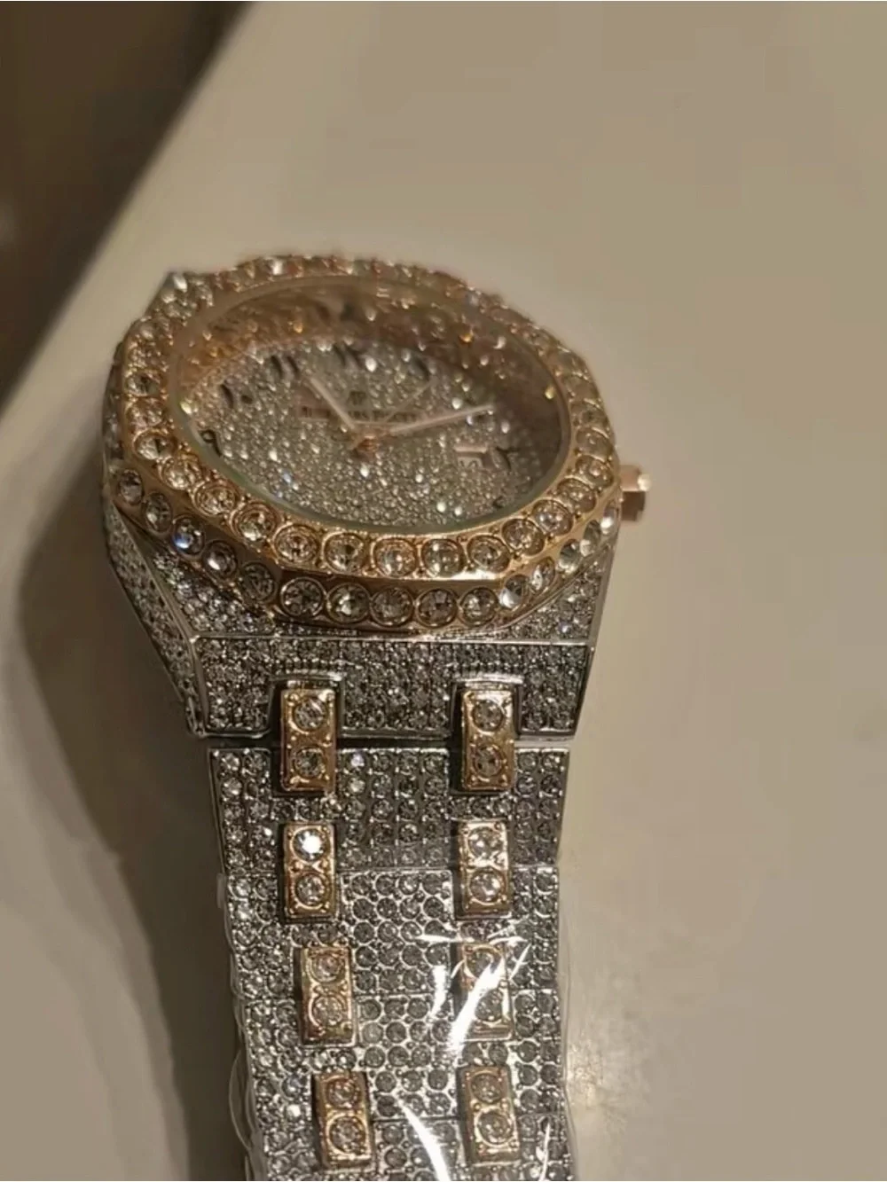 Diamond Two-Tone Watch with Luminous Hands